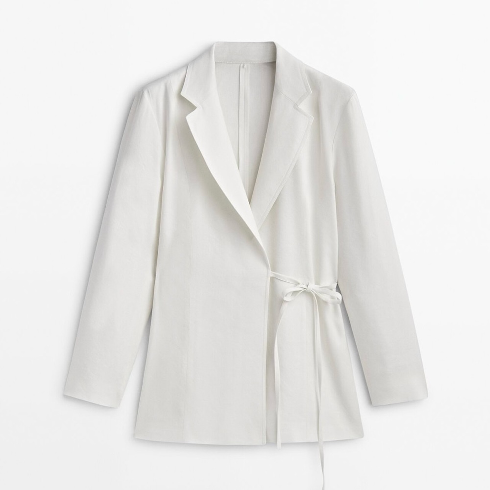 Massimo Dutti White Kimono Blazer Linen Blend M L Zara